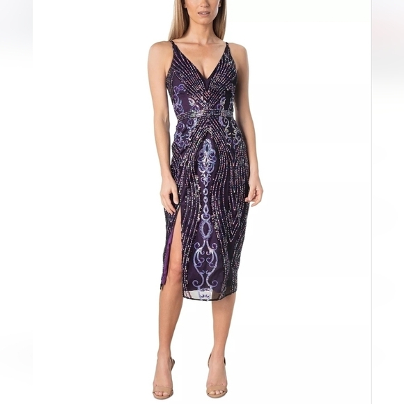 Dress THE Population Women's Felicity Sequined Cocktail Dress - Picture 1 of 16